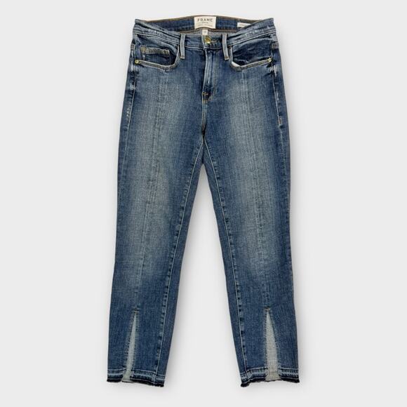 Frame Le Nouveau Straight Front Split Raw Hem Ankle Jeans in Sheffield Size 24 - Picture 3 of 11